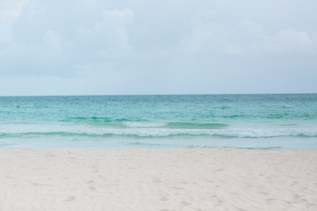 Long shot of tropical sandy beach