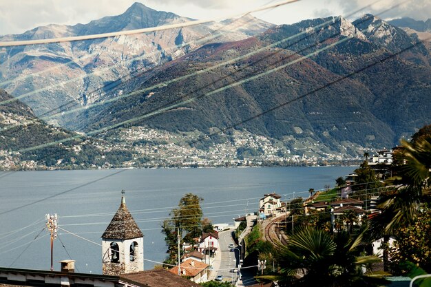 Look from above at the old city situated on the mountains