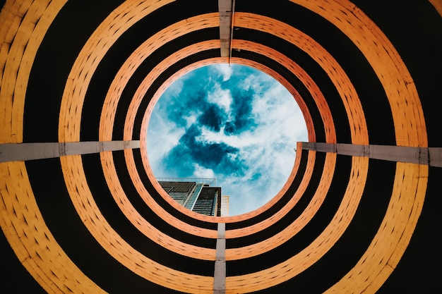 Free photo looking towards sky through spiral