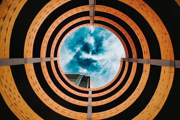 looking towards sky through spiral