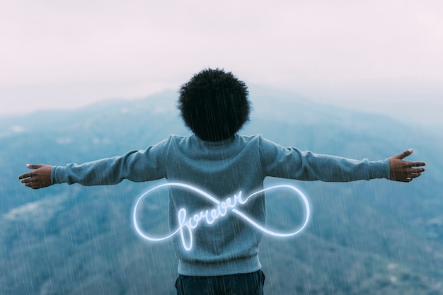 Free photo loop symbol over inspirational view