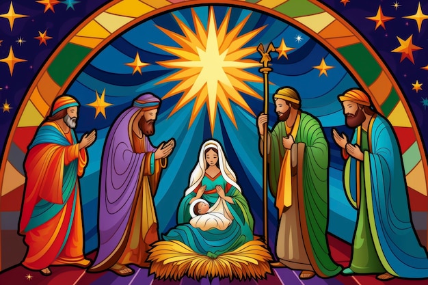 Free photo los reyes magos epiphany cartoon illustration