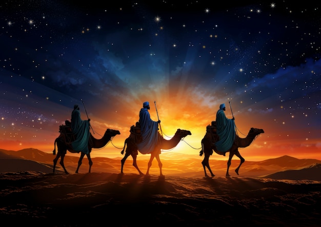 Foto gratuita los reyes magos epiphany illustrazione dei cartoni animati