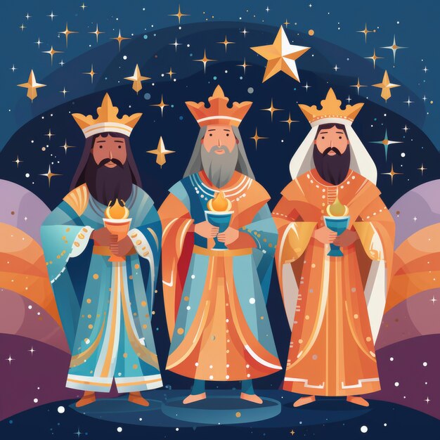 los reyes magos epiphany cartoon illustration