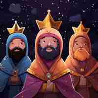 Free photo los reyes magos epiphany cartoon illustration