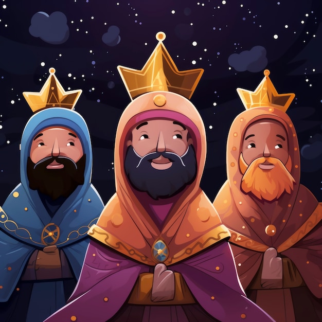 Los reyes magos epiphany cartoon illustration
