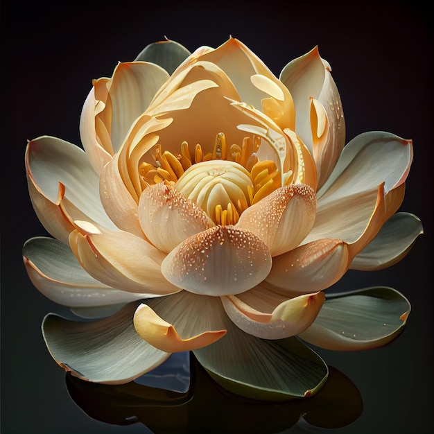 Free photo lotus blossom symbol of spirituality and growth generated by ai