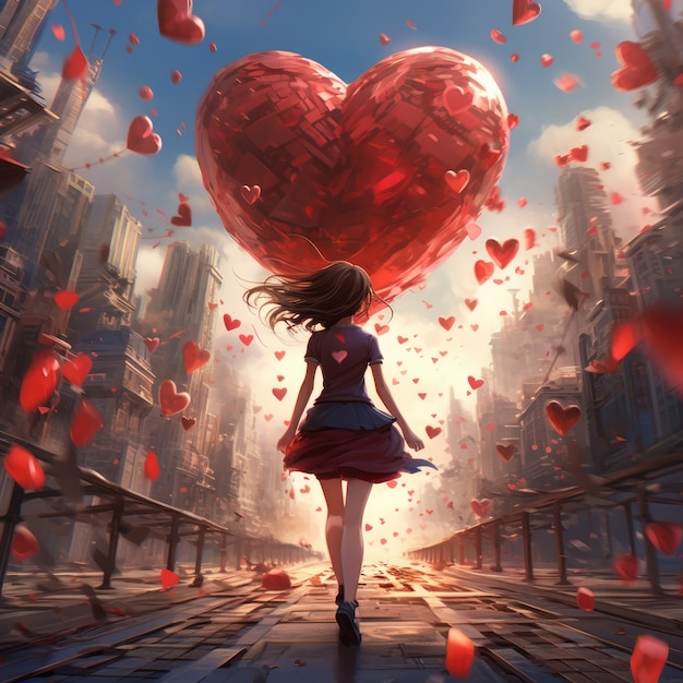 Foto gratuita love illustrato in stile anime