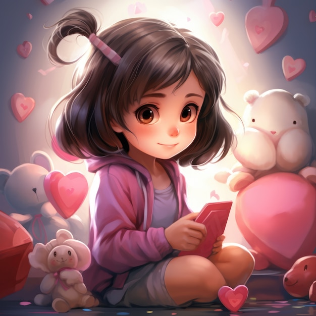 Foto gratuita love illustrato in stile anime