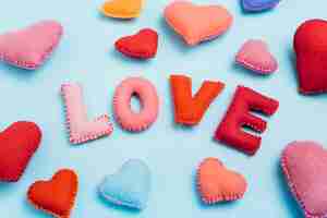 Free photo love inscription from soft letters with hearts