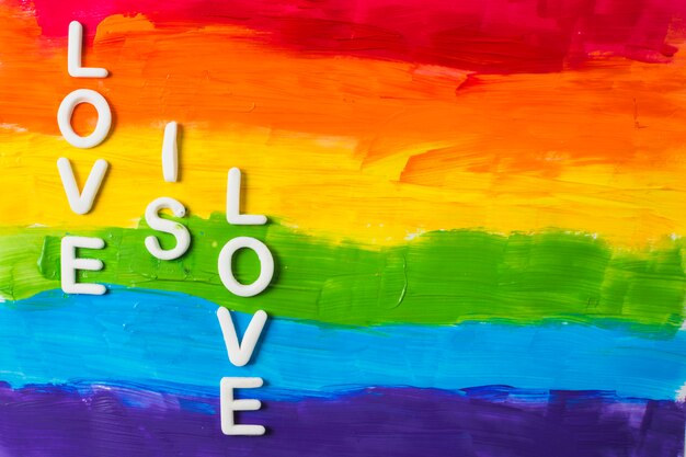 Love is love words and LGBT colors