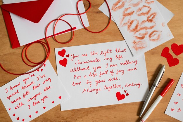 Love letter of note with collection of romantic stationery