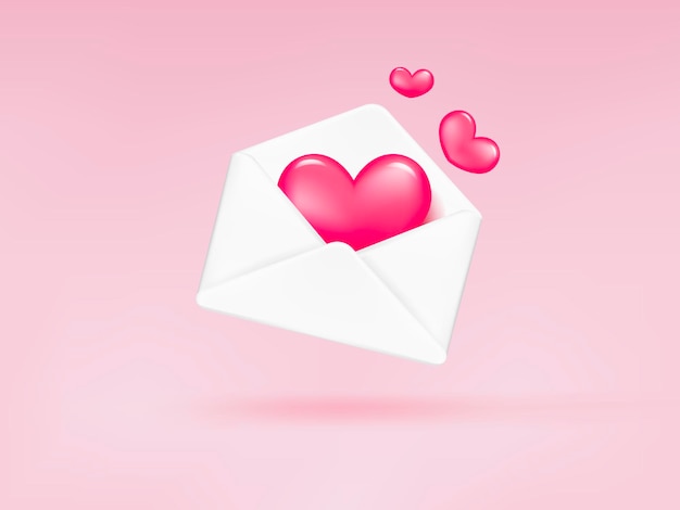 Love letter with heart shape for valentine's day. Envelope with heart romantic design.