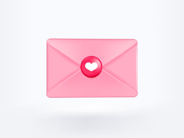 Love letter with heart shape for valentine's day. Envelope with heart romantic design.