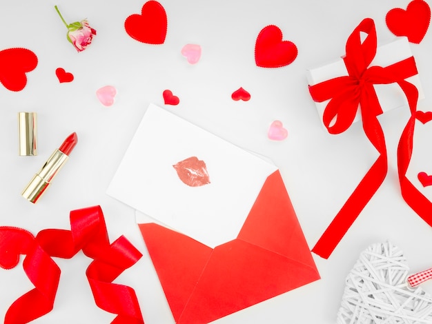 Free photo love letter with lipstick mark