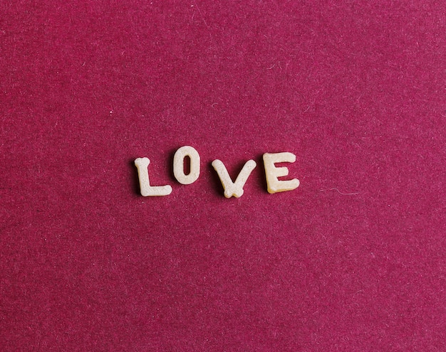 Love made with pasta letters