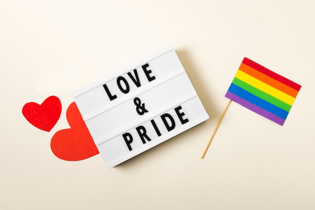 Love and pride with flag in rainbow colors