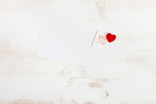 Love stamp with white paper for message