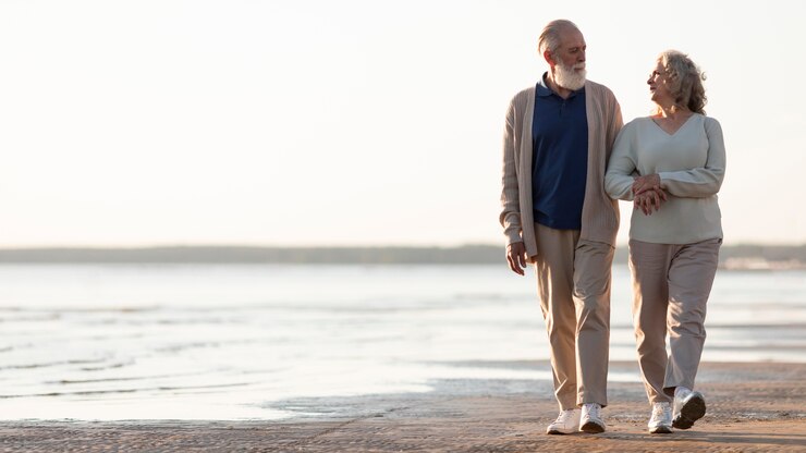 Free Photo love story senior couple full shot