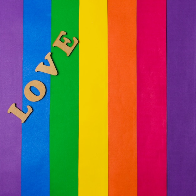 Free photo love word and lgbt flag