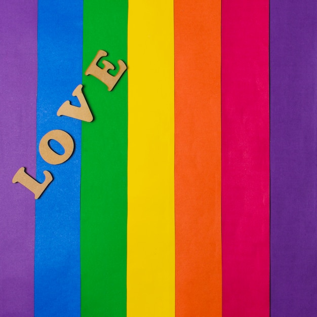 Love word and LGBT flag