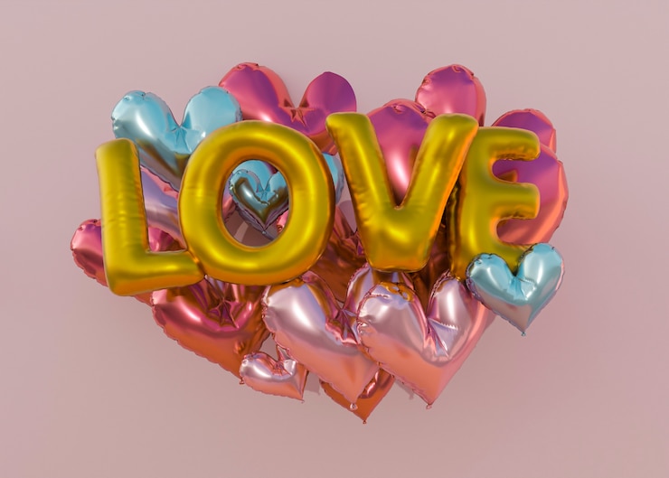 Free Photo love word with balloons