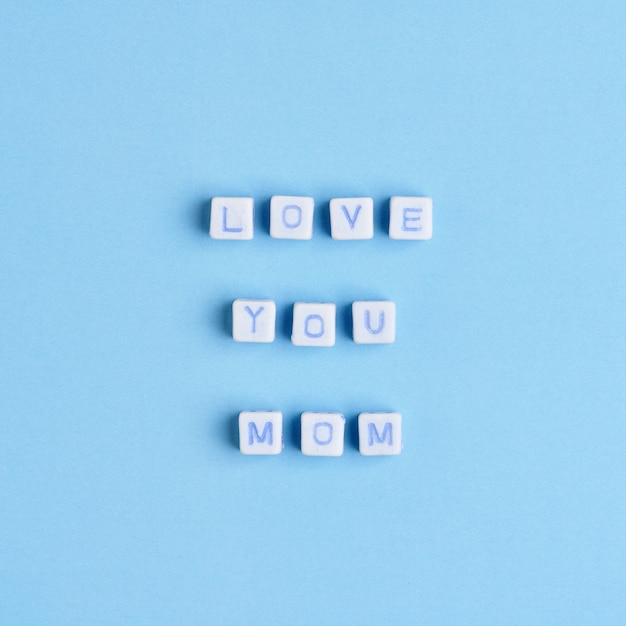 LOVE YOU MOM beads message typography