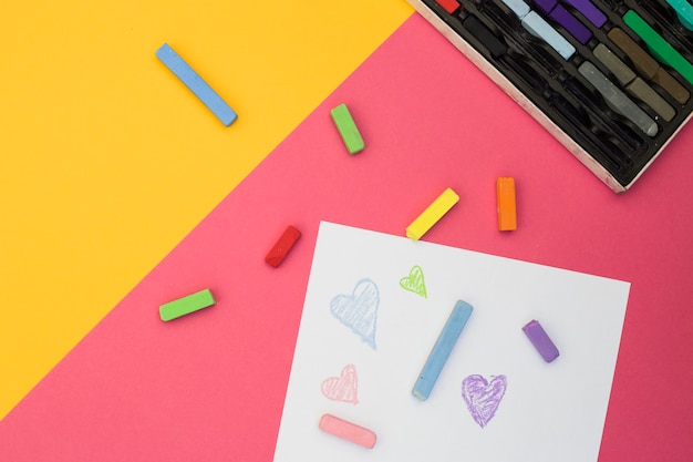 Free photo lovely artist concept with colorful chalks