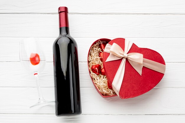 Lovely assortment for valentines day dinner on white wooden background