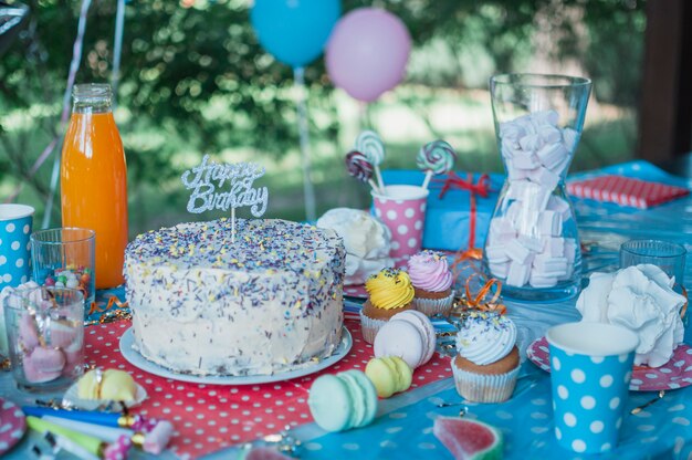 Lovely birthday concept with chocolate cake