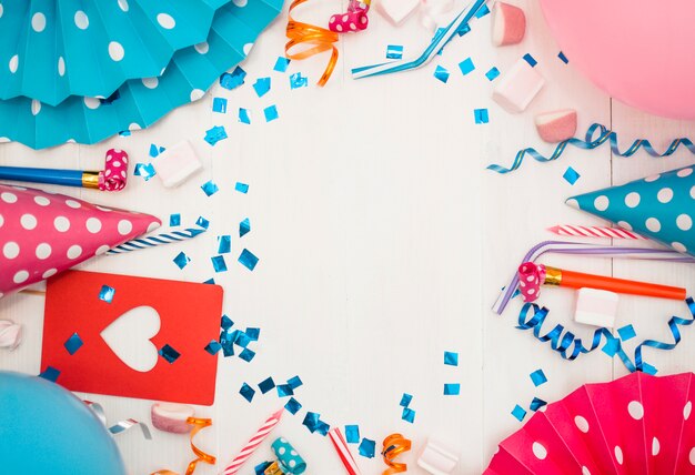 Lovely birthday concept with colorful party elements