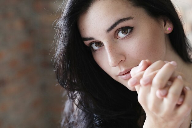 Lovely caucasian young woman portrait