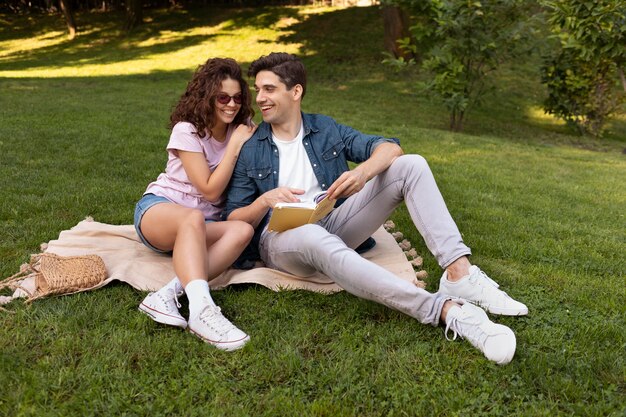 Lovely couple having a date outdoors