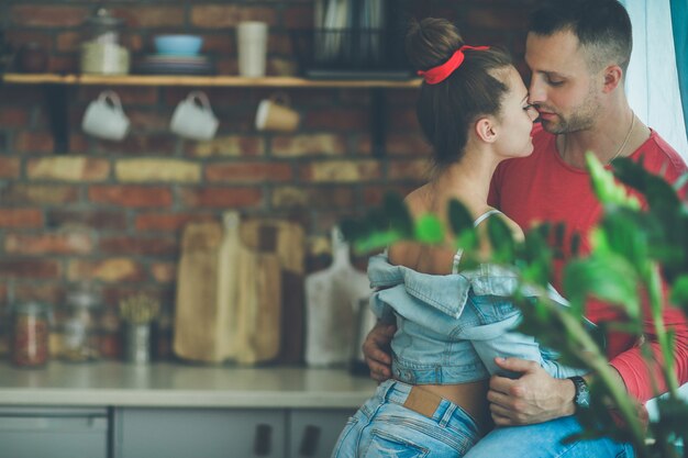 Lovely couple at home