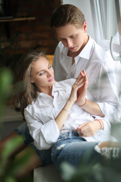 Lovely couple at home