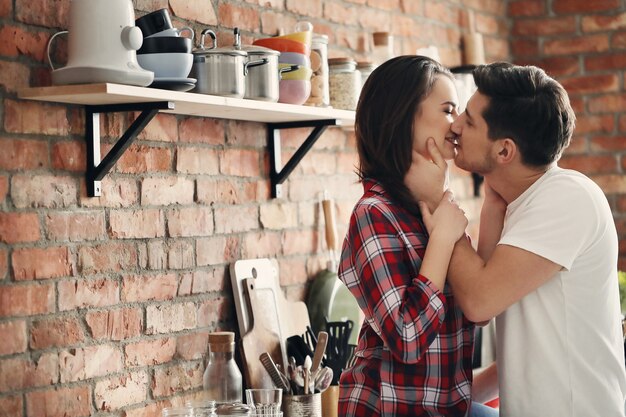 Lovely couple in the kitchen