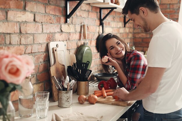 Lovely couple in the kitchen