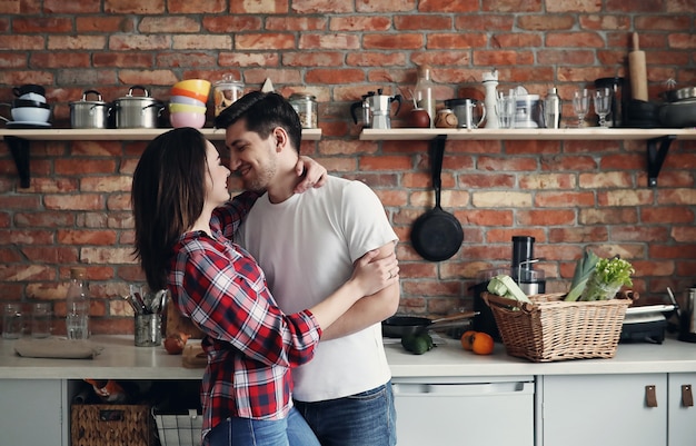 Lovely couple in the kitchen