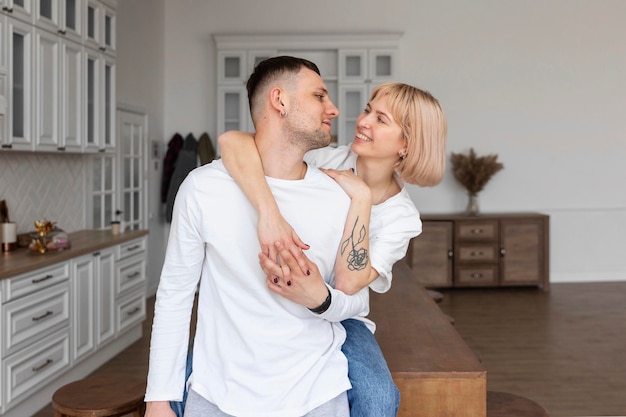 Lovely couple spending quality time together at home