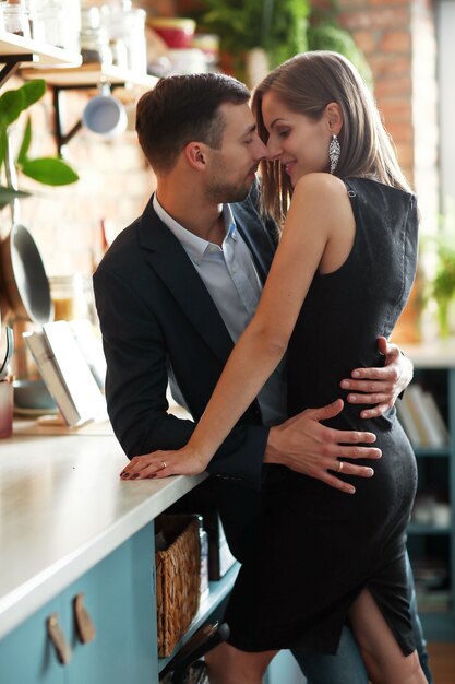 Lovely couple spending time together at home