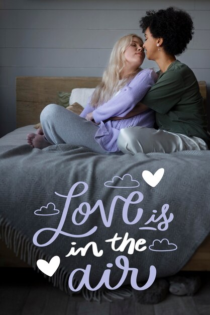 Lovely couple with valentine's day lettering