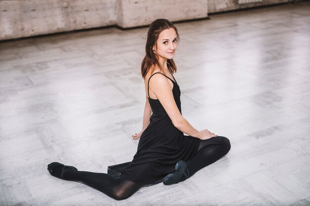 Lovely dancer on floor