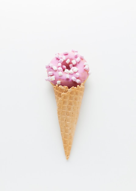 Lovely donut in ice cream cone