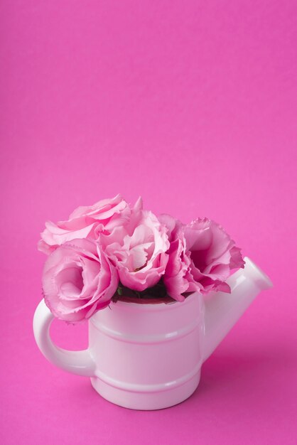 Lovely flowers concept with watering pot