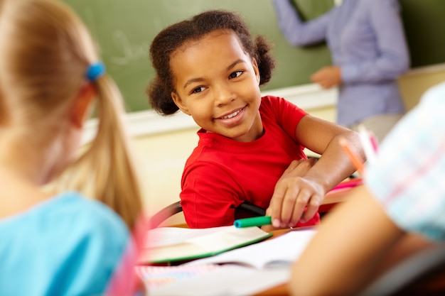 Lovely girl in classroom