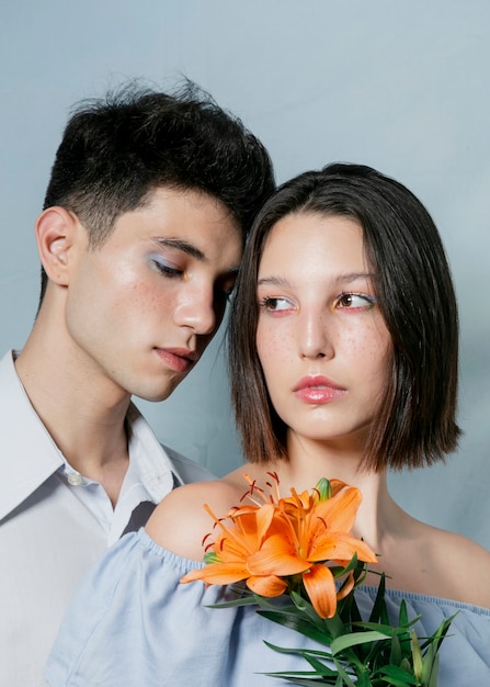 Lovely models posing in studio