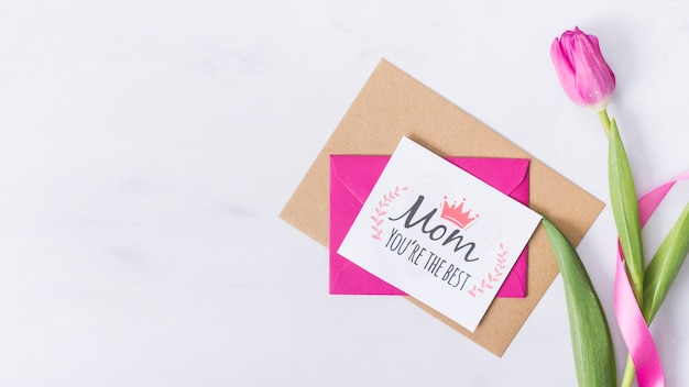 Free photo lovely mother's day card flat lay