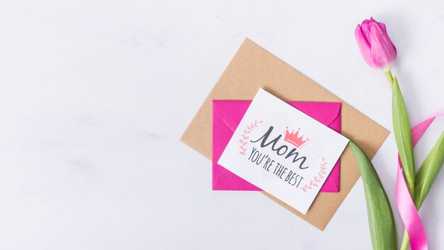 Lovely mother's day card flat lay