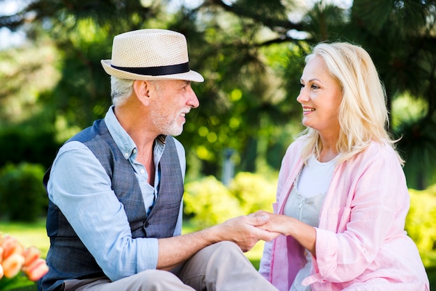 Lovely old couple looking at each other