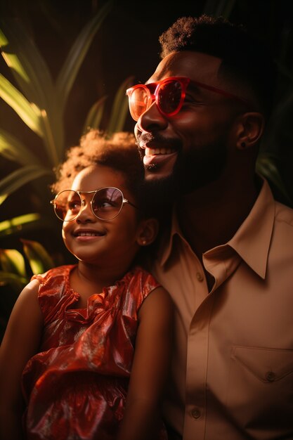 Lovely portrait of father and child in celebration of father's day